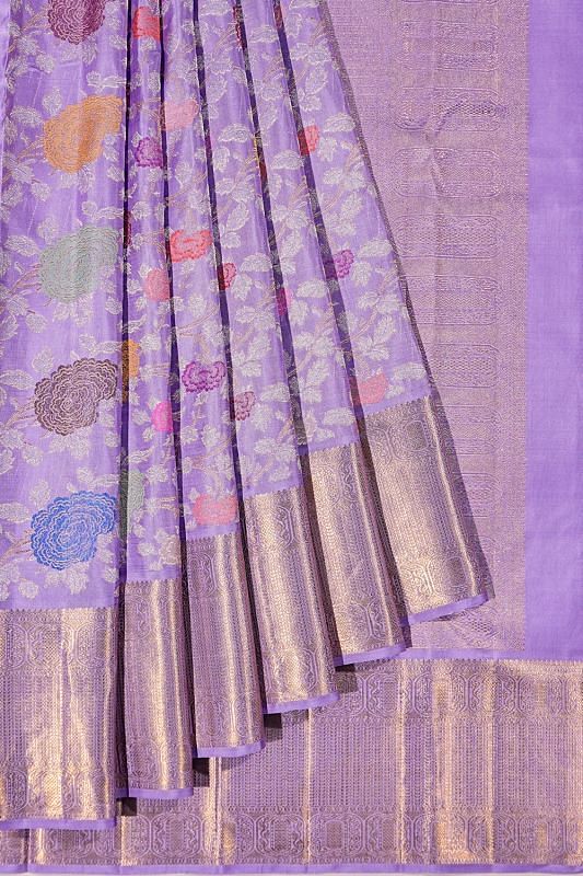 Kanchipuram Silk Brocade Lavender Saree