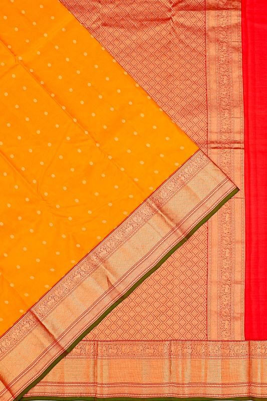 Taranga Kanchi Silk Butta Mustard Yellow Saree