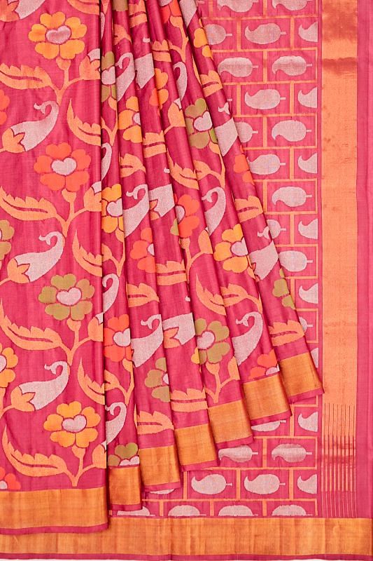 Uppada Silk All Over Jamdani Pink Saree