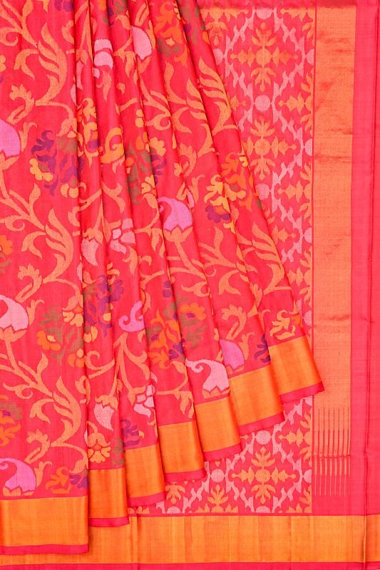 Uppada Silk All Over Jamdani Pink Saree