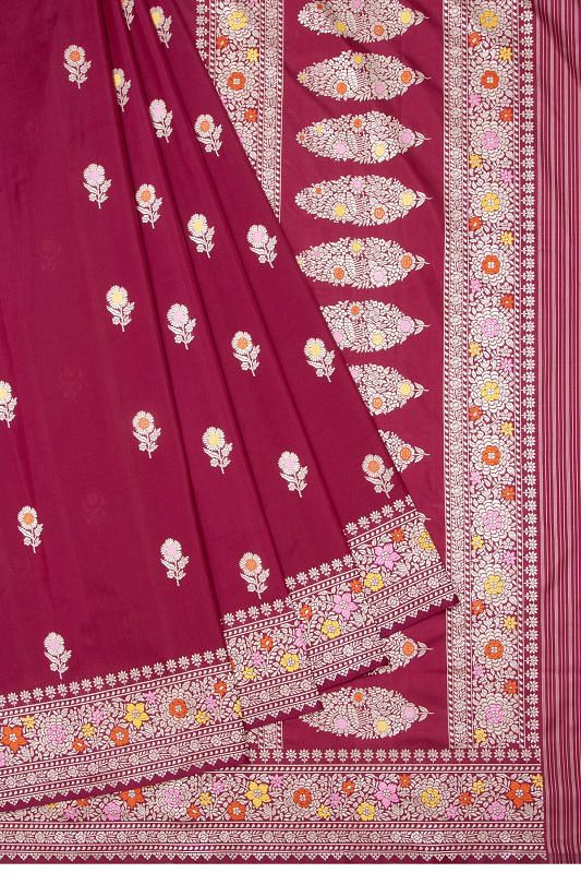 Banarasi Silk Butta Maroon Saree