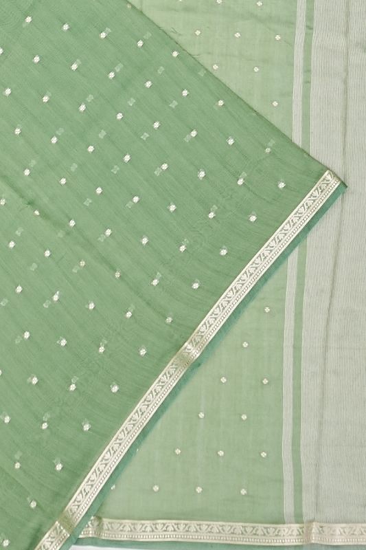 Chanderi Cotton Butta Green Saree