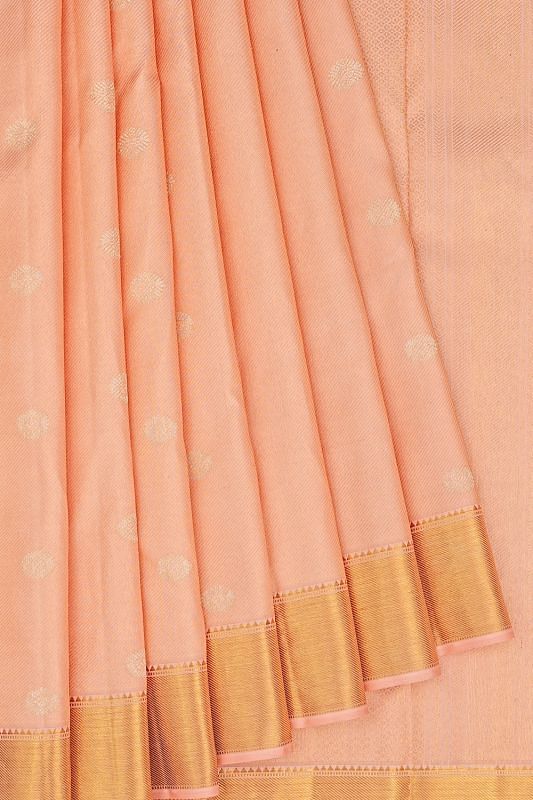 Kanchipuram Silk Brocade Peach Saree