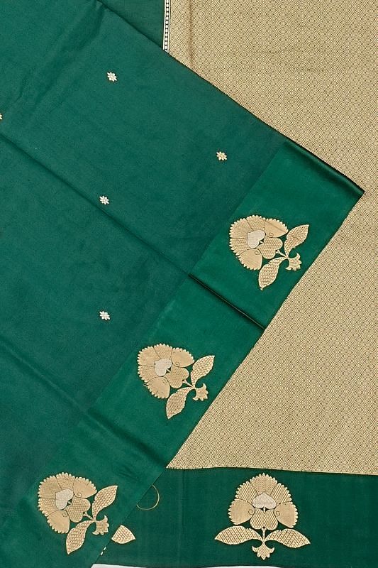 Banarasi Katan Silk Butta Green Saree