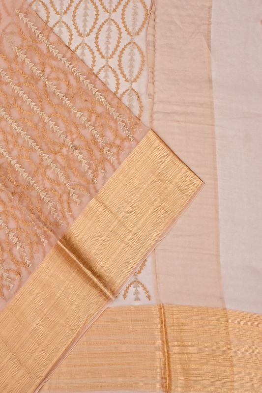 Organza Embroidery Brocade Lavender Saree