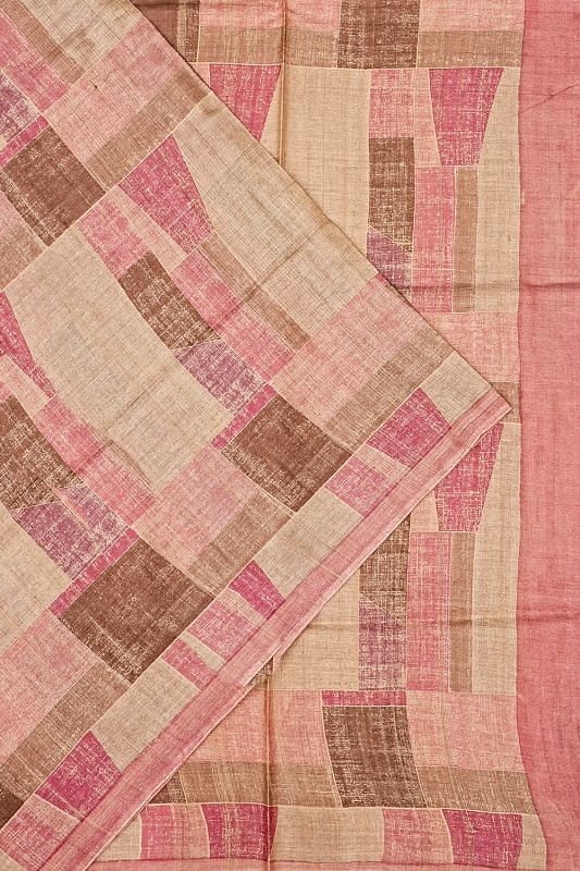 Tussar Geometrical Printed Pink And Beige Saree