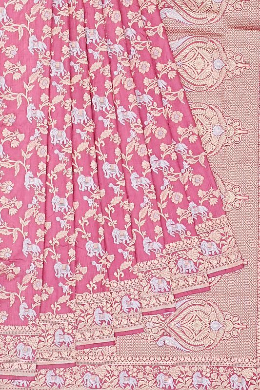 Banarasi Silk Jaal Pink Saree