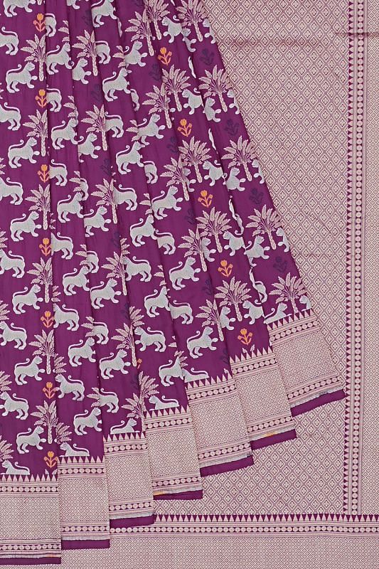 Banarasi Silk Brocade Purple Saree