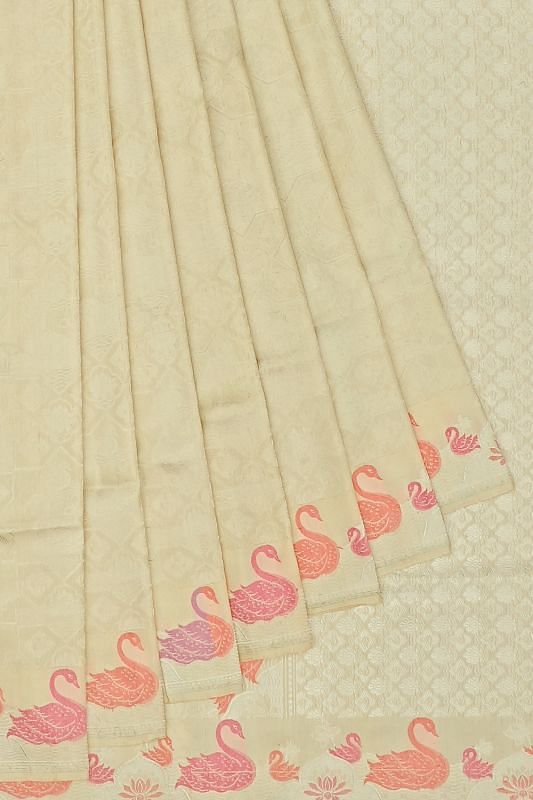 Banarasi Silk Brocade Cream Saree