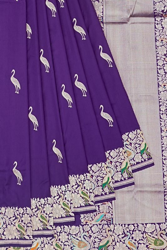 Banarasi Silk Butta Violet Saree