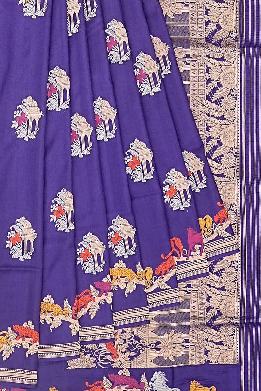 Banarasi Silk Butta Blue Saree