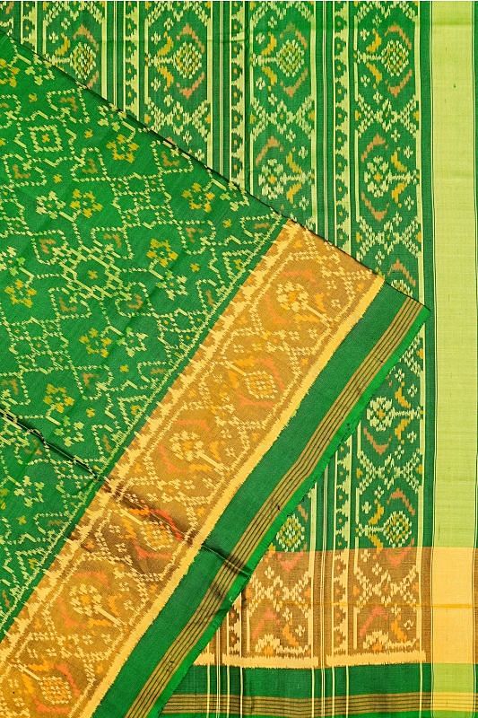 Rajkot Patola Silk Ikat Green Saree