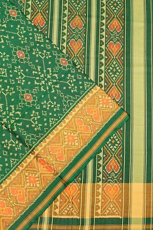 Rajkot Patola Silk Ikat Dark Green Saree