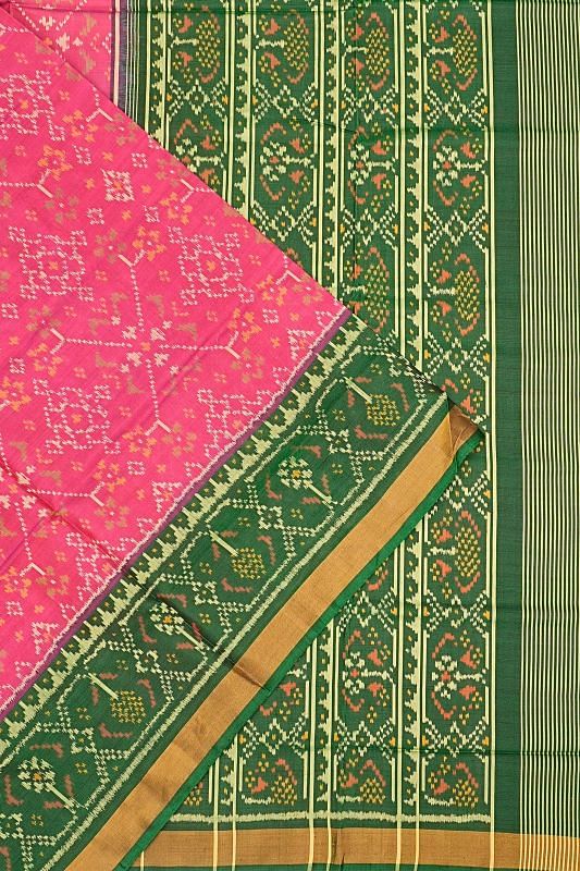 Rajkot Patola Silk Ikat Pink Saree