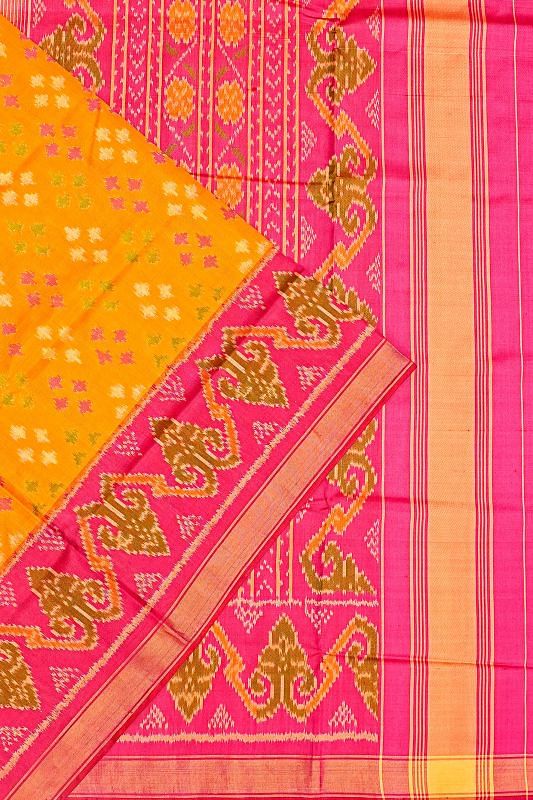 Rajkot Patola Silk Ikat Mustard Yellow Saree