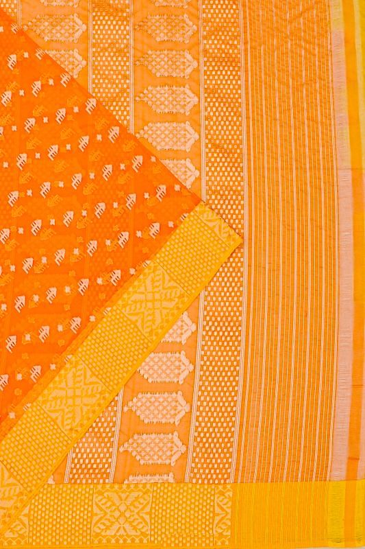 Banarasi Kora Organza Jamdani Butta Orange Saree