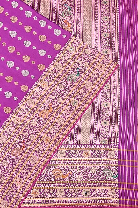 Banarasi Silk Butta Violet Saree