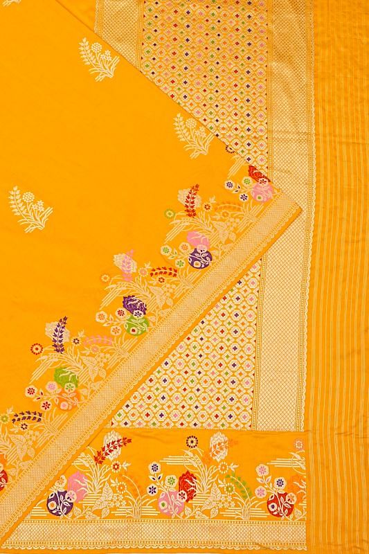 Banarasi Silk Butta Yellow Saree