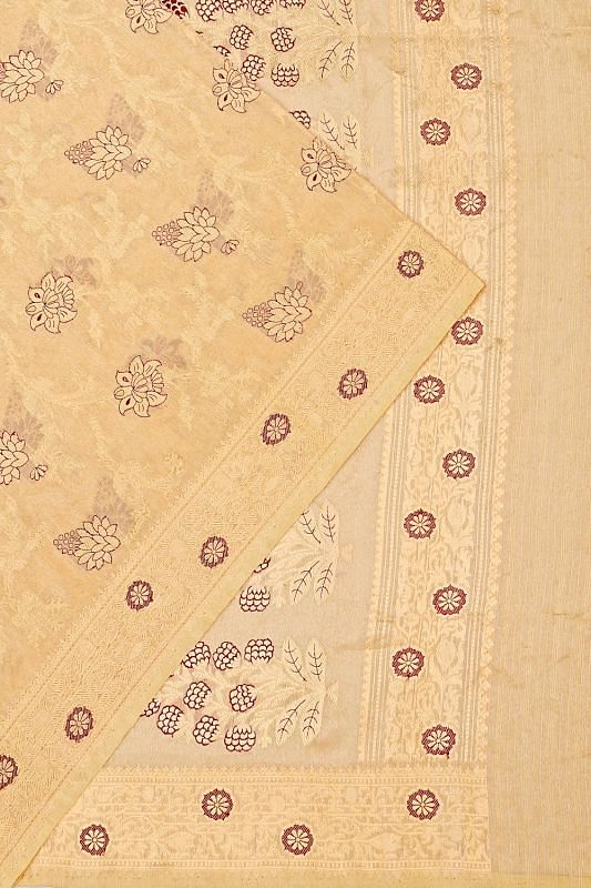 Banarasi Silk Tissue Jaal Pastel Yellow Saree