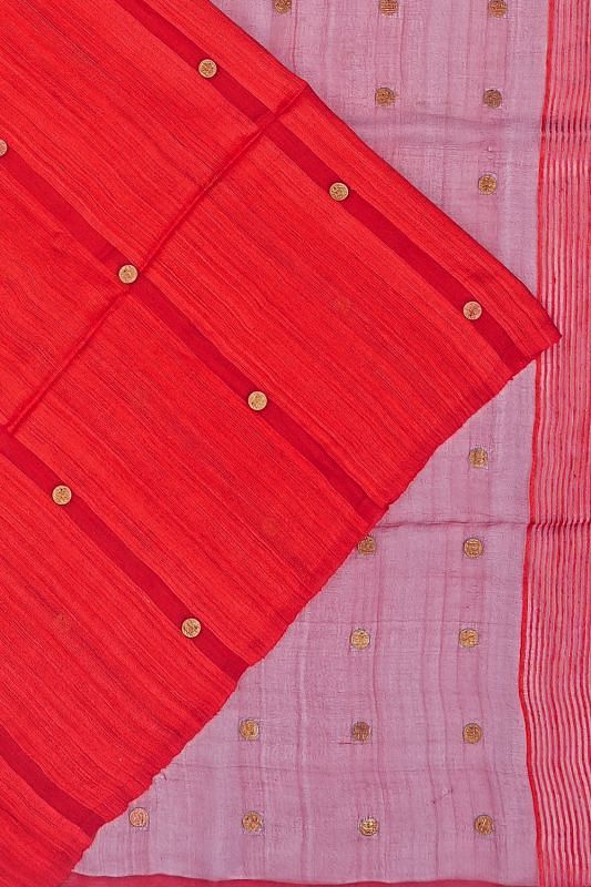 Organza And Jute Butta Red Saree