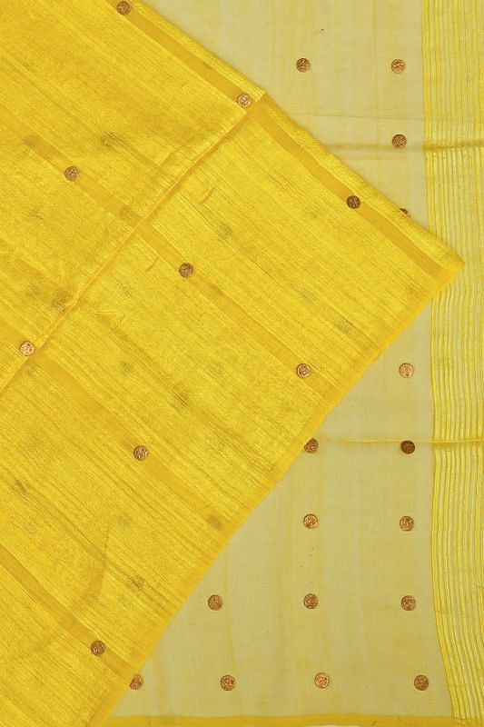 Organza And Jute Butta Lemon Yellow Saree