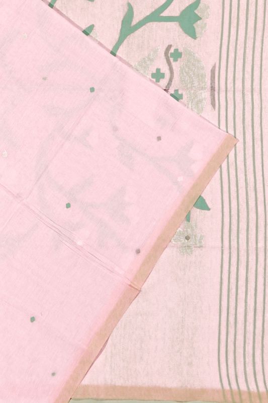 Phulia Cotton Butta Baby Pink Saree