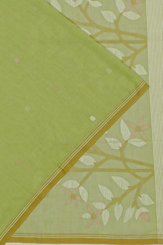 Phulia Cotton Butta Green Saree