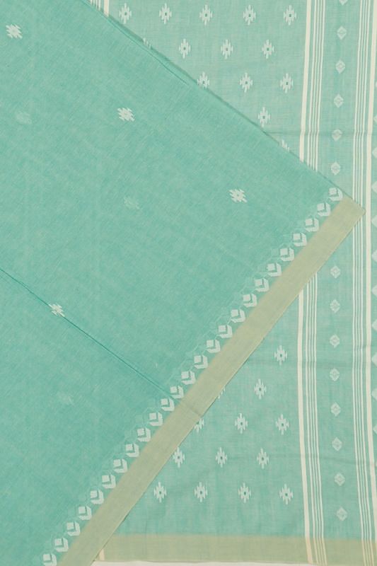 Phulia Cotton Butta Sea Green Saree