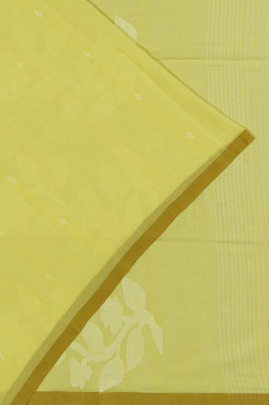 Phulia Cotton Butta Lemon Yellow Saree