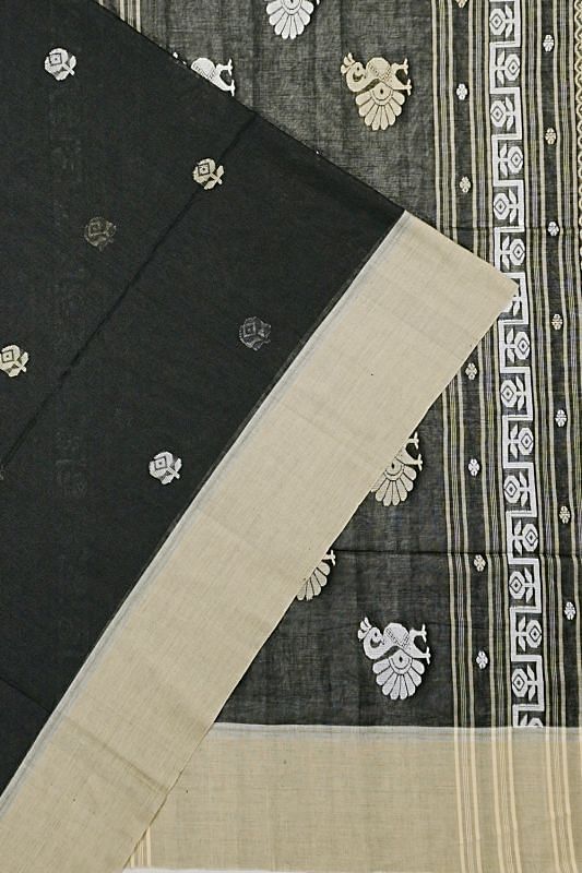 Phulia Cotton Butta Black Saree