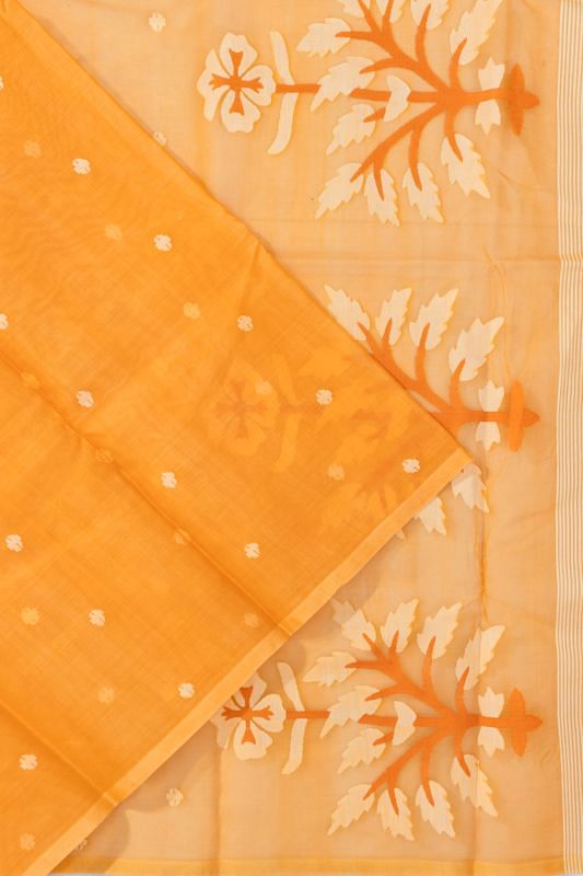 Dhakai Kora Organza Jamdani Butta Orange Saree