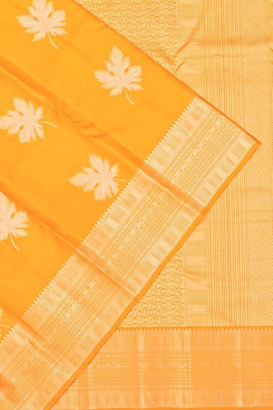 Taranga Kanchi Silk Butta Mustard Yellow Saree