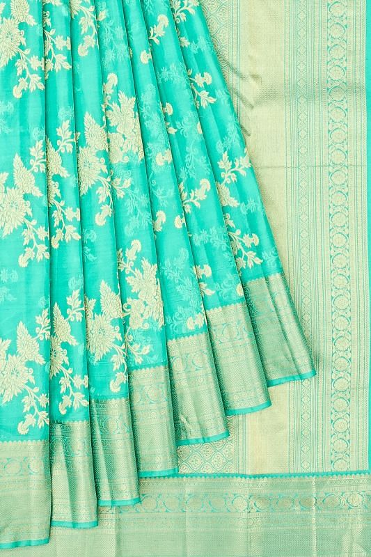 Taranga Kanchi Silk Jacquard And Jaal Sea Green Saree