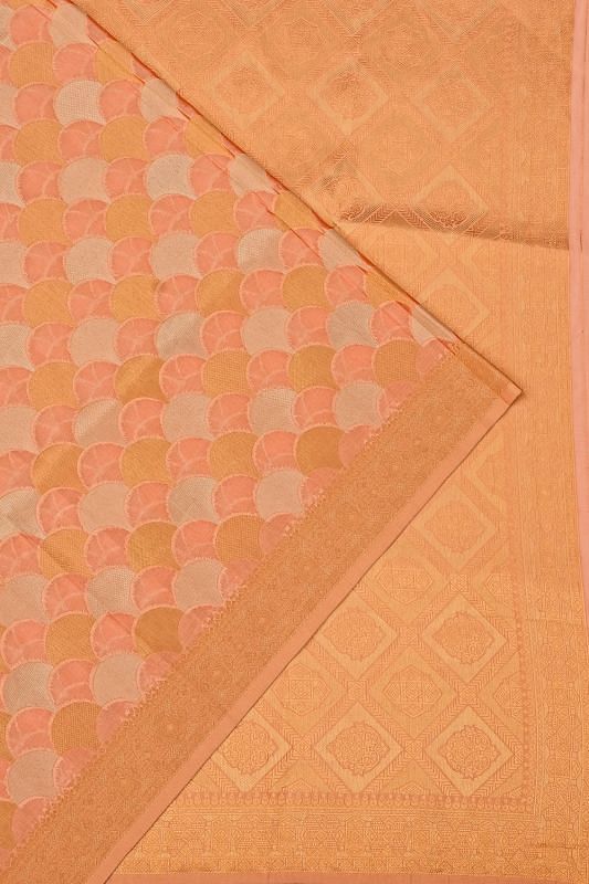 Dola Silk Geometrical Brocade Peach Saree