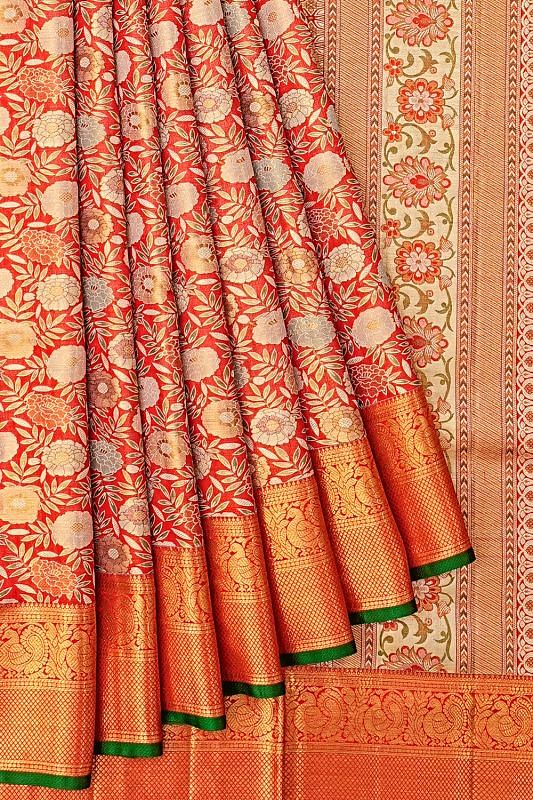 Kanchipuram Silk Brocade Red Saree