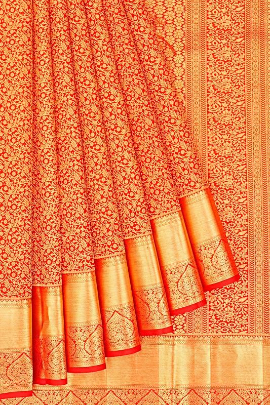 Taranga Kanchi Silk Brocade Red Saree