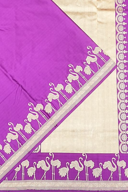 Banarasi Satin Plain Violet Saree