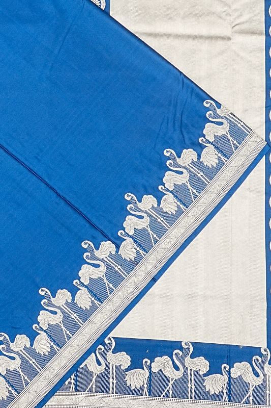 Banarasi Satin Plain Blue Saree