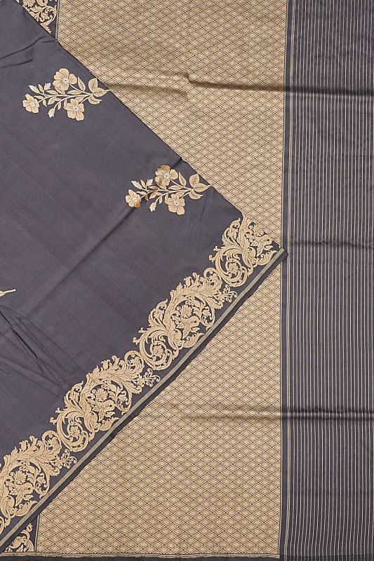 Banarasi Silk Butta Elephant Grey Saree