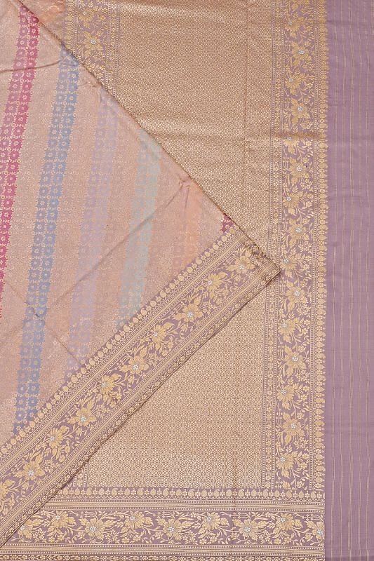 Banarasi Silk Leheriya Jaal Rangkat Lilac Saree