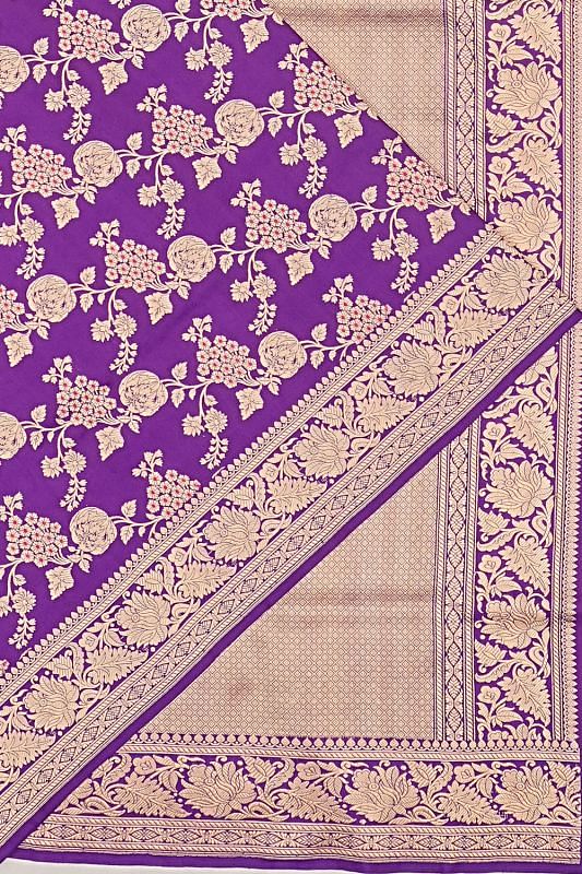 Banarasi Silk Jaal Purple Saree