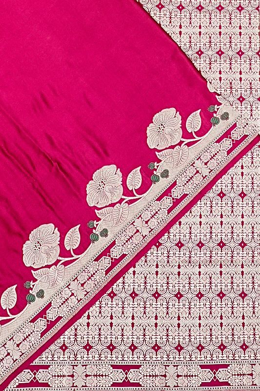 Banarasi Satin Plain Pink Saree