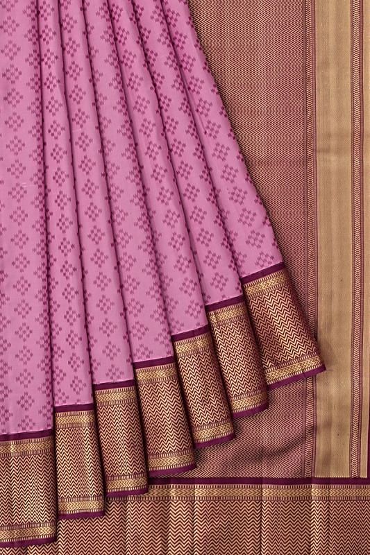 Kanchipuram Silk Jacquard Lilac Saree