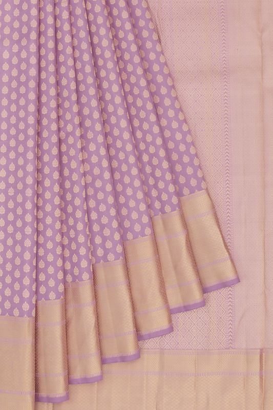 Kanchipuram Silk Threaded Brocade Lavender Saree