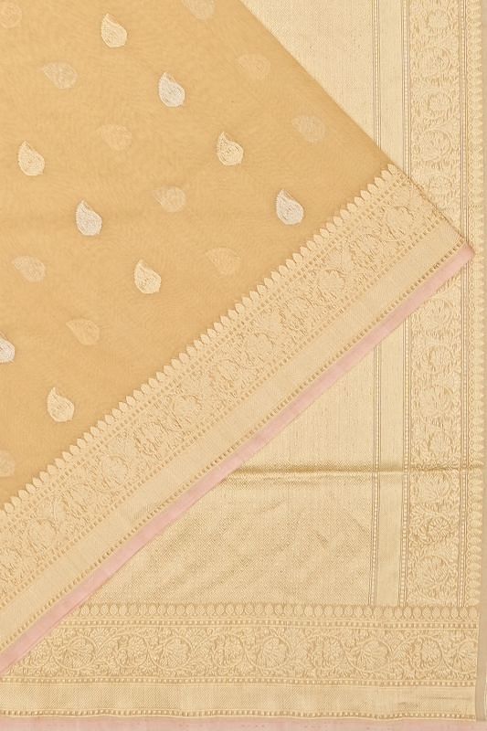 Banarasi Cotton Butta Cream Saree