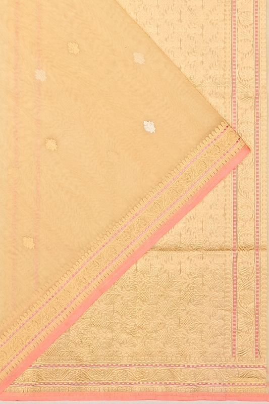 Banarasi Cotton Butta Cream Saree