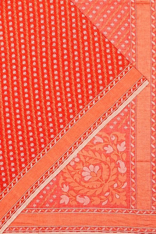 Banarasi Cotton Jamdani Rakthambari Red Saree