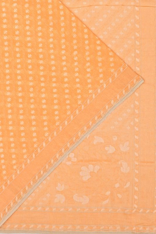 Banarasi Cotton Jamdani Pastel Orange Saree