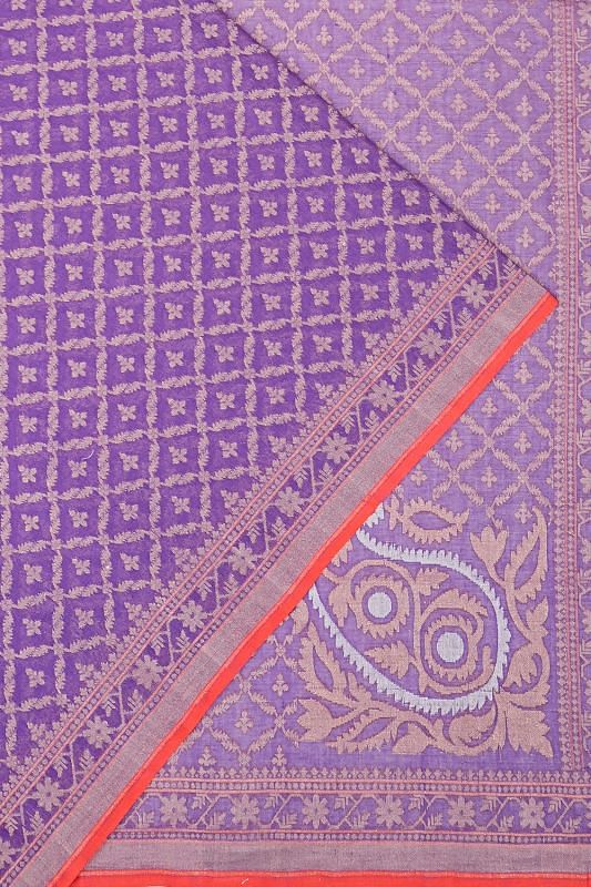 Banarasi Cotton Jamdani Violet Saree