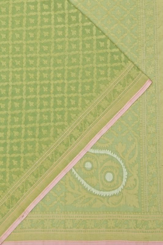 Banarasi Cotton Jamdani Green Saree